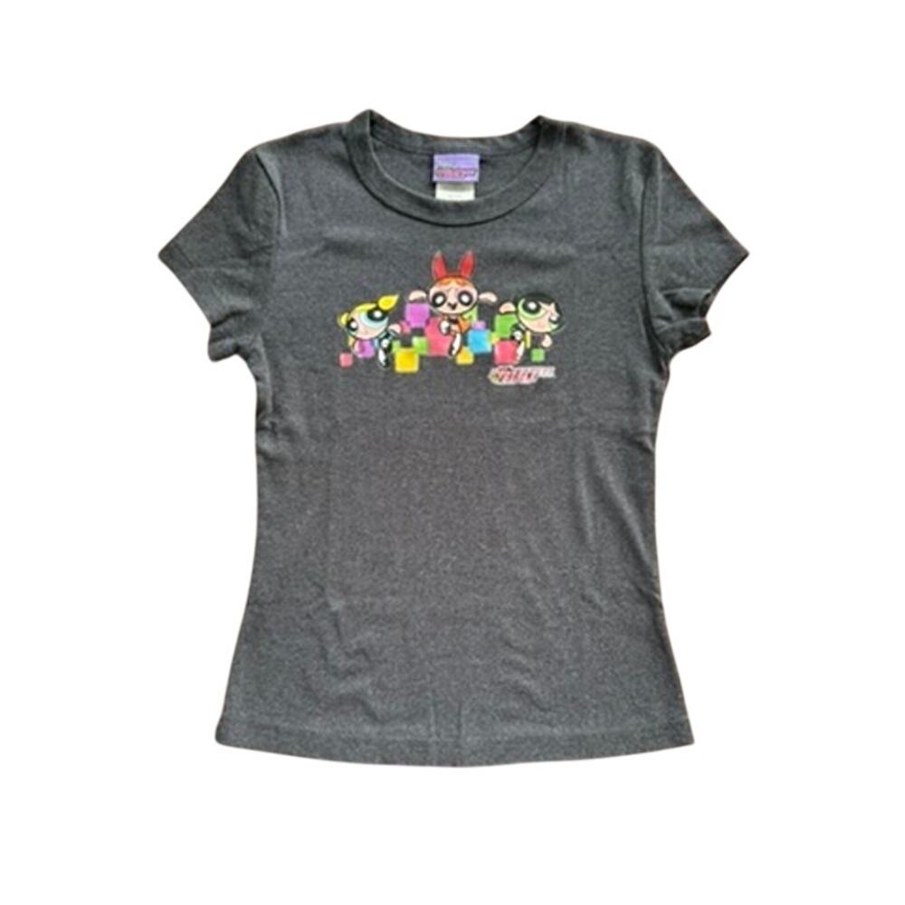 Vintage 2000 Cartoon Network Powerpuff Girls Graphic Baby Tee Heather Grey S